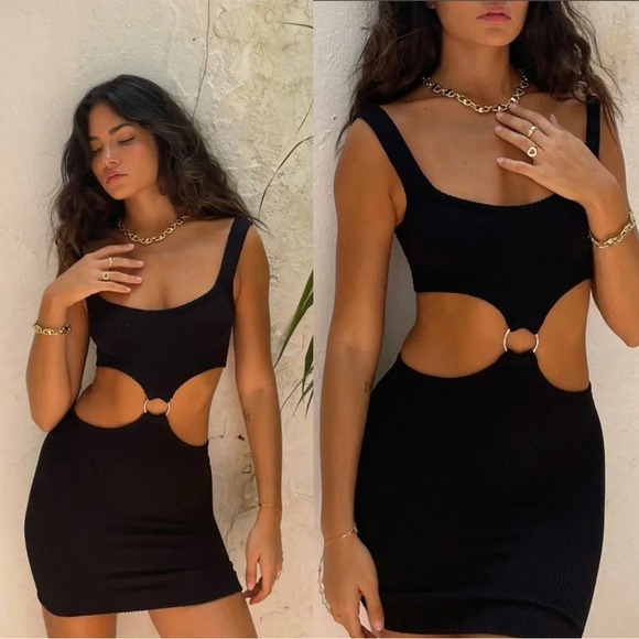 NWT Vanessa Mooney The Vivian 2 in 1 Bodycon Crinkle Mini Dress Top Skirt M - Picture 1 of 9